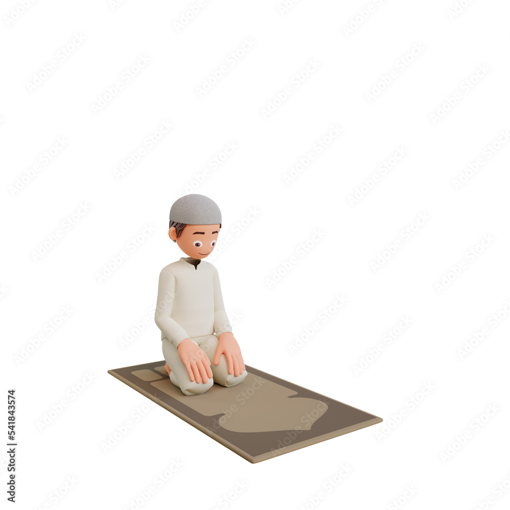 3d illustration muslim boy praying