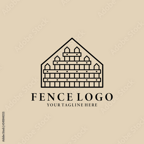 Fence line art logo, icon and symbol, vector illustration design