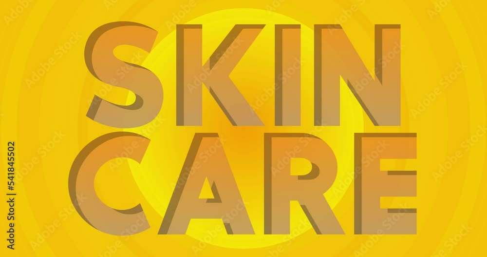 Skin Care text with yellow hot summer sun. Simple animation of a bright orange sunlight. Skin Care text with yellow hot summer sun. Simple animation of a bright orange sunlight.