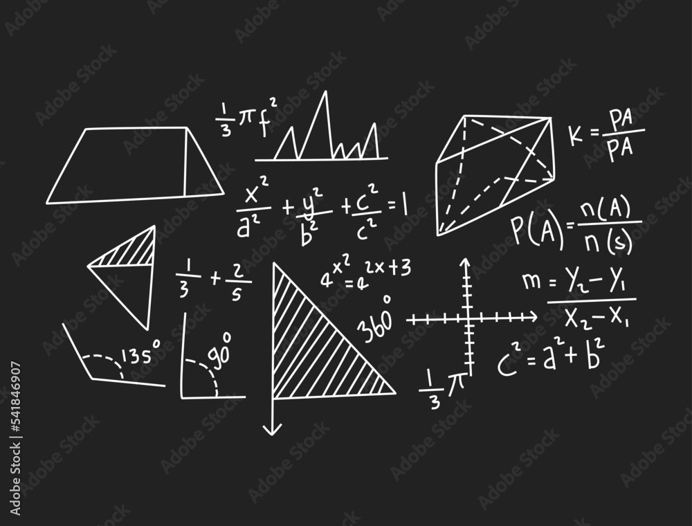 Realistic math chalkboard background illustration Stock Vector | Adobe ...