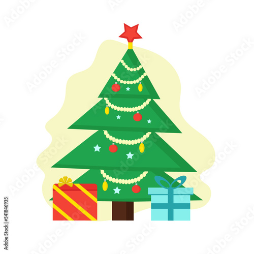 Christmas tree with Christmas toys and gifts