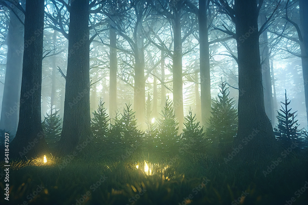 foret de noël StockIllustration Adobe Stock