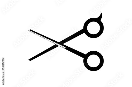 Billede på lærred simple icon scissor cut hair with background white,vector illustration
