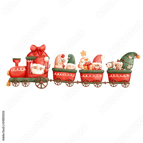 christmas train with gnome