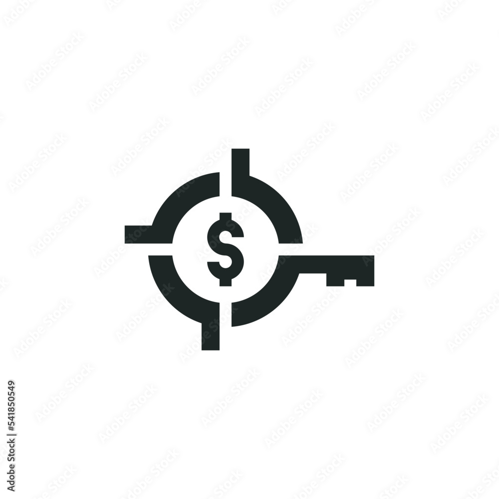 Key to success and achieve business target icon isolated on white background Key to success and achieve business target icon isolated on white background