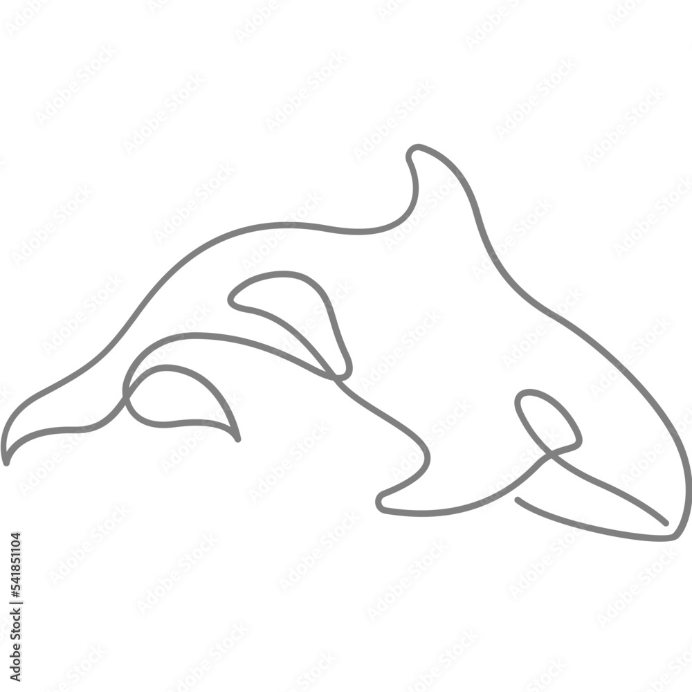 Killer whale Orca continuous line art minimal style vector illustration. Mono lineal design. Killer whale Orca continuous line art minimal style vector illustration. Mono lineal design.