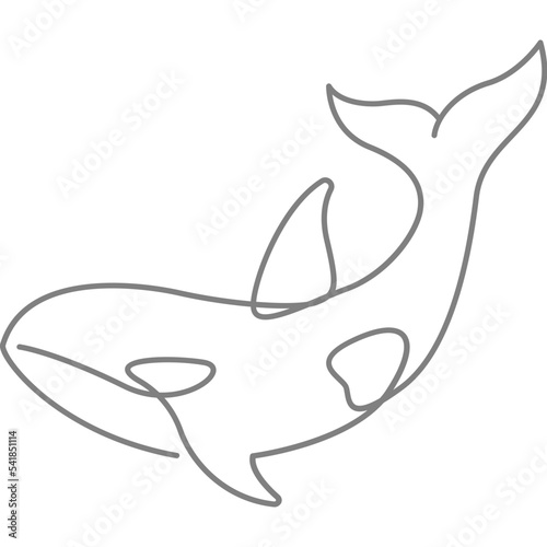 Killer whale Orca continuous line art minimal style vector illustration. Mono lineal design.