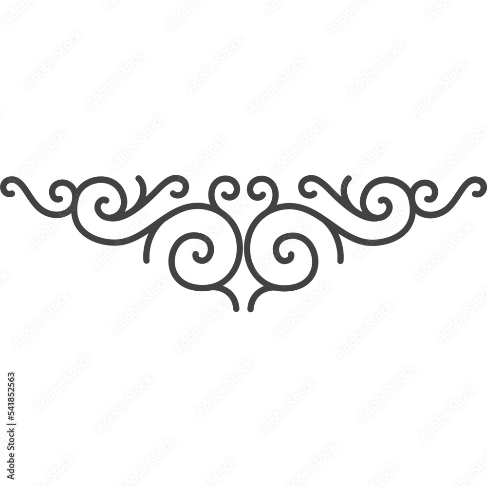 divider border floral and flourish ornament line art. Curved line vintage frame design elements.