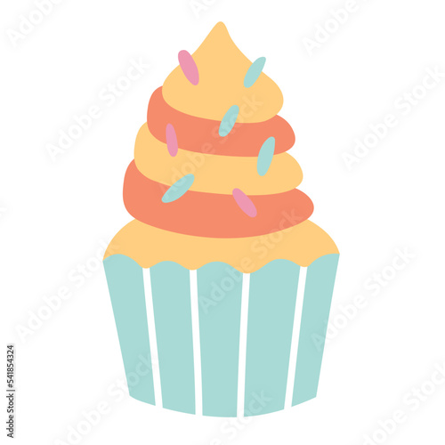 cupcake cake party pastry bake icing event celebration doodle flat