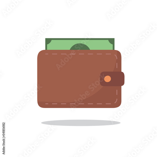Wallet with dollars isolated on white background. Vector illustration