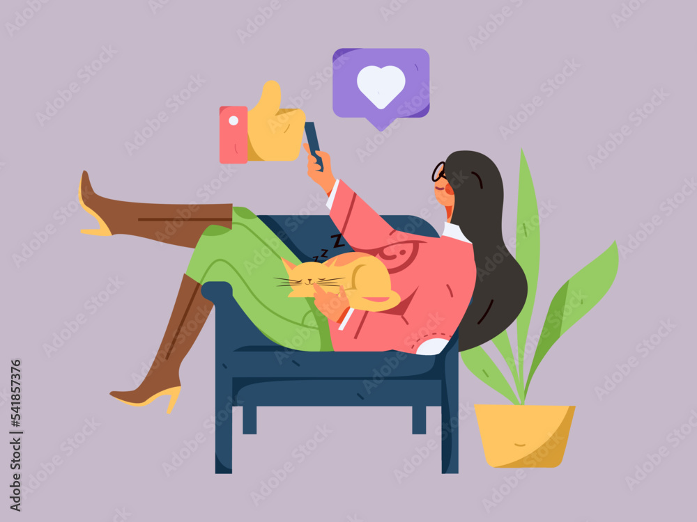Living room home rest character scene flat vector concept operation illustration
