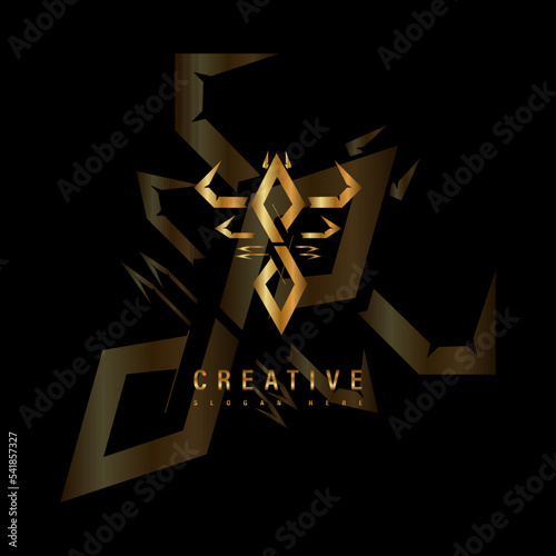 Scorpion king letter S logo design template
