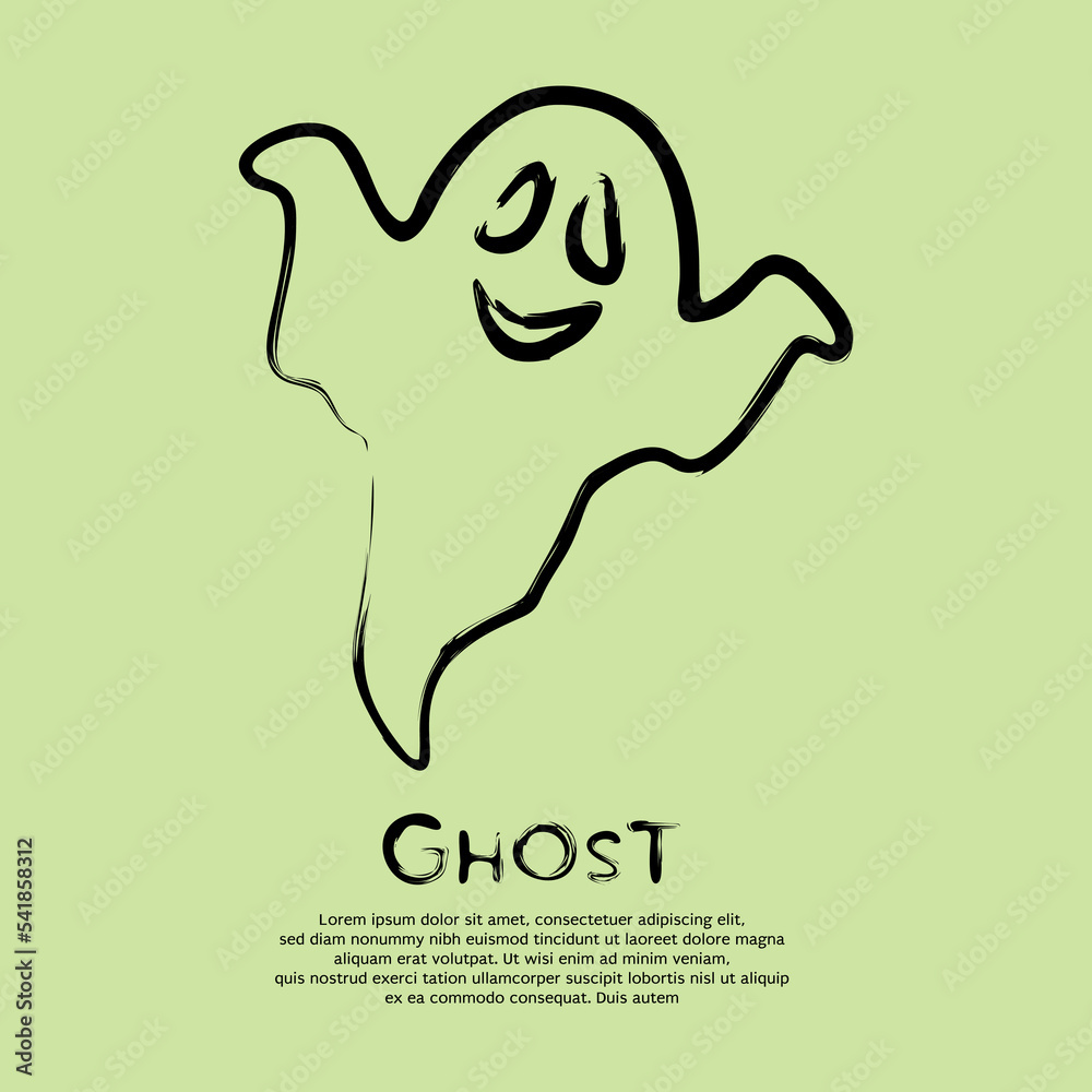 Fototapeta premium Minimalist ghost hand drawing. Vector illustration