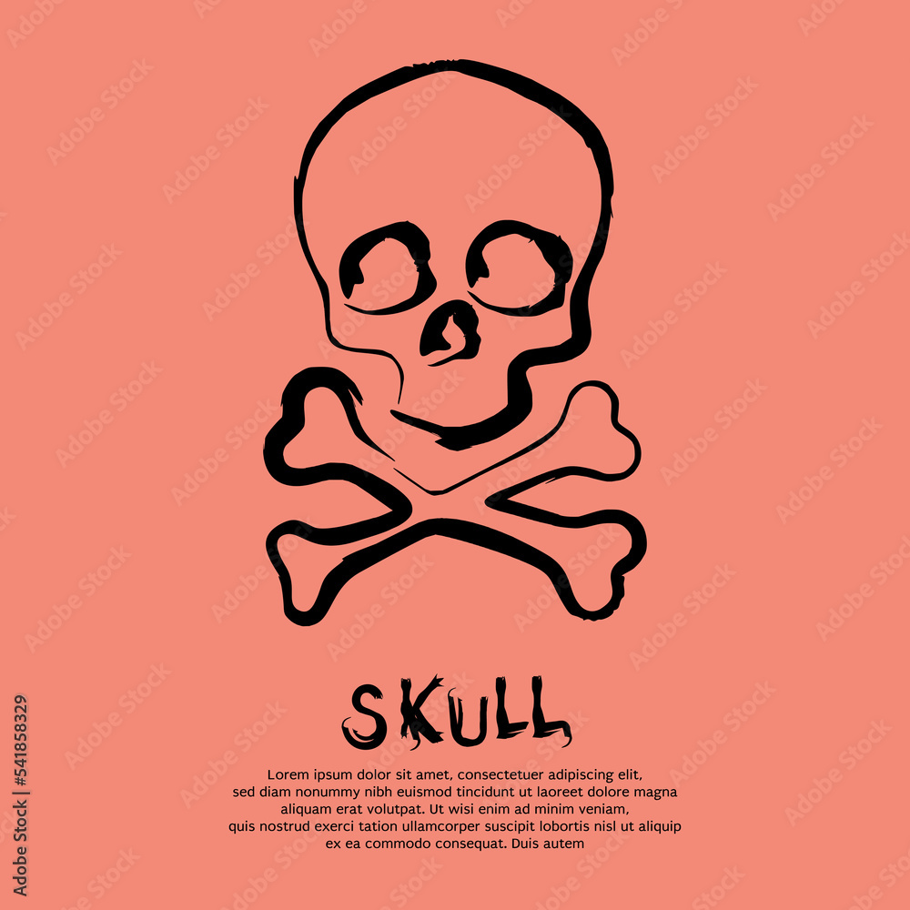 Minimalist skull hand drawing. Vector illustration Stock Vector | Adobe ...