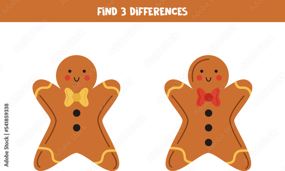 Fototapeta premium Find 3 differences between two cute Christmas cookies.