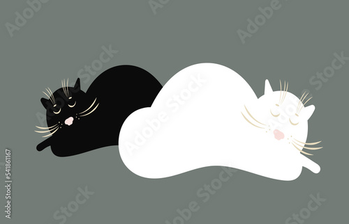 cute sleeping cats on a grey background