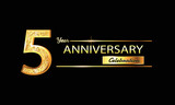 5 Year Anniversary celebration Vector Design. 5th Anniversary celebration. Gold Luxury Banner of 5th Anniversary celebration with glitter 3D. Vector anniversary