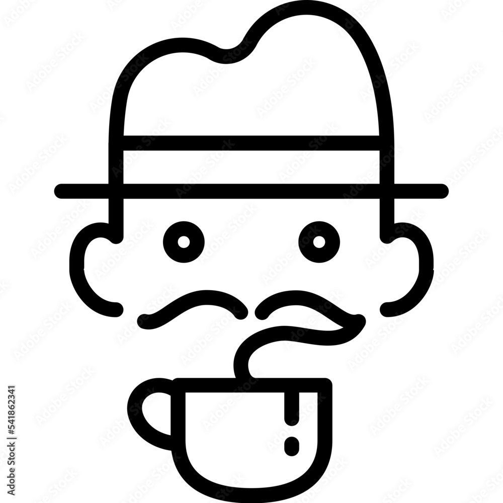 coffee vapour and a man with beard and hat shape illustration coffee vapour and a man with beard and hat shape illustration