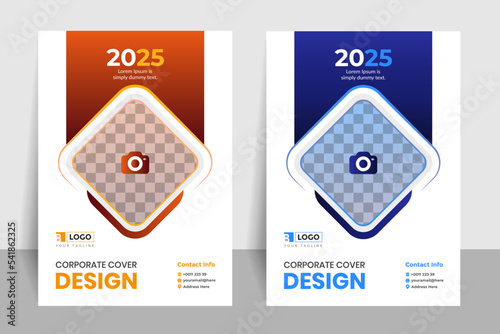 Annual report cover template, corporate brochure, booklet, flyer, 2023, 2024, 2025, magazine, simple and modern design with two color set.