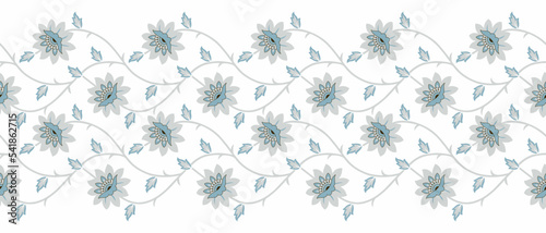 Lacy vector flower border on white background