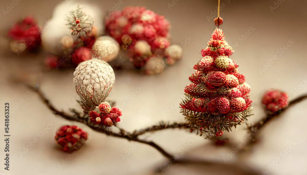 Yarn christmas tree and decorations