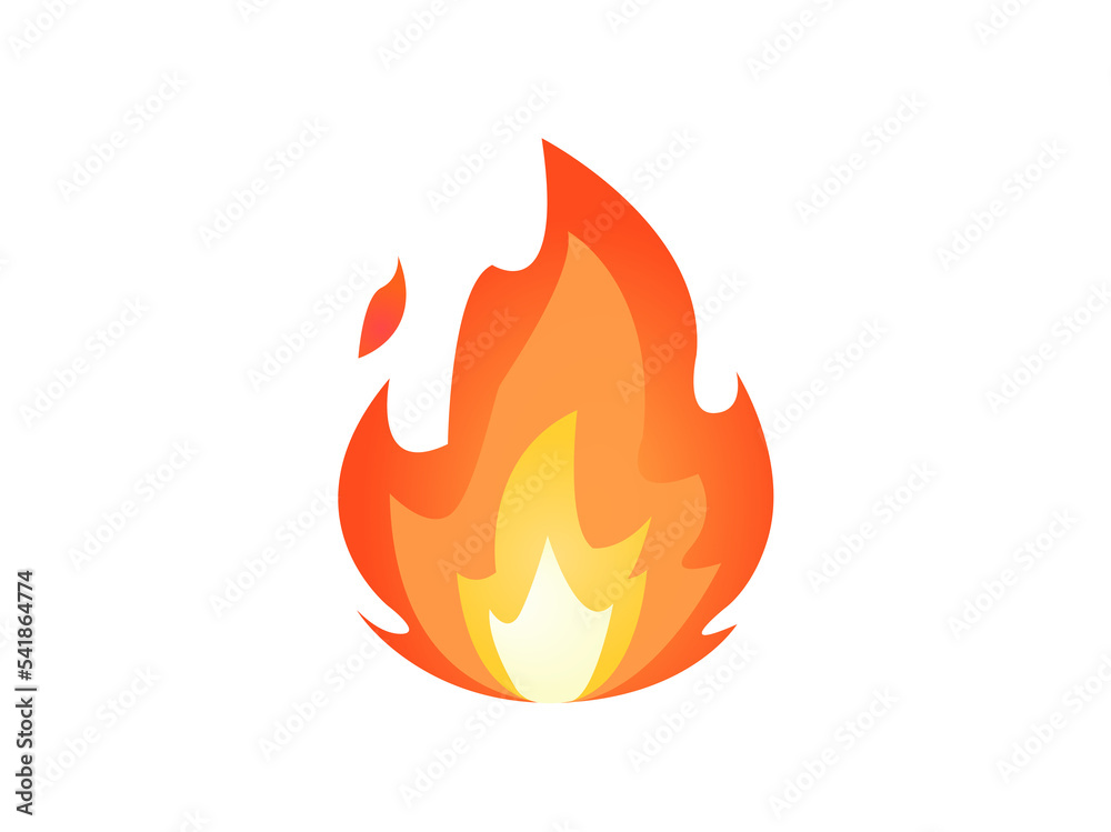 Cartoon-styled depicted as red, orange, yellow flickering flame fire icon