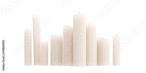 Candle  luxury set isolate on white background. 3D Rendering