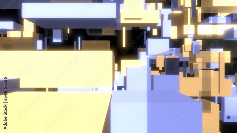 VJ キューブ デジタル シンプル 薄紫 黄色 [ループ対応] [別Verあり]