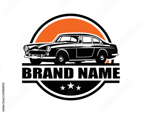 Italian luxury muscle car logo isolated on orange background best side view for badge, emblem, icon, available in eps 10.