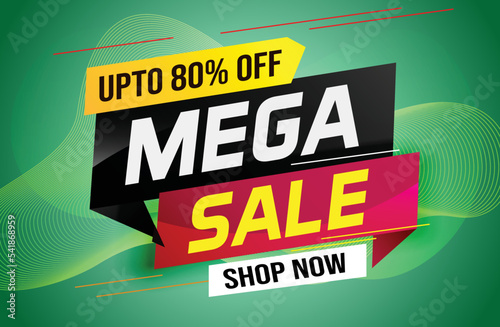 mega sale word concept vector illustration with lines and 3d style, landing page, template, ui, web, mobile app, poster, banner, flyer, background, gift card, coupon, label, wallpaper