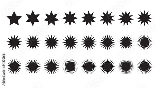 Set of vector starburst badges. Star shape badge set.