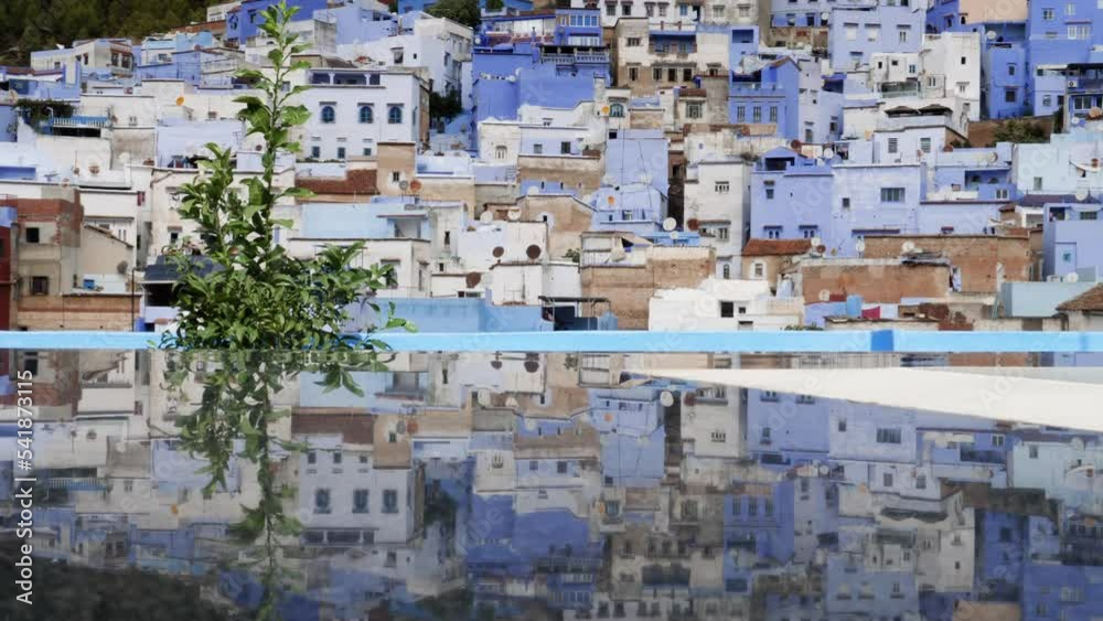 View of the Medina (old town) of Chefchaouen, in Morocco, with reflections. Famous touristic travel destination because of its blue-painted houses. 4k footage.
View of the Medina (old town) of Chefchaouen, in Morocco, with reflections. Famous touristic travel destination because of its blue-painted houses. 4k footage.