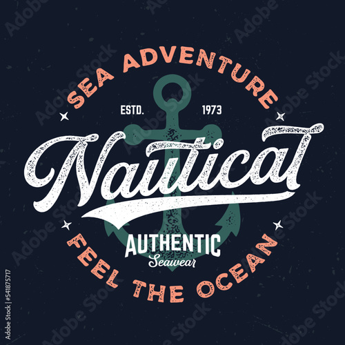 Nautical, Sea Adventure - Vintage Tee Design For Printing