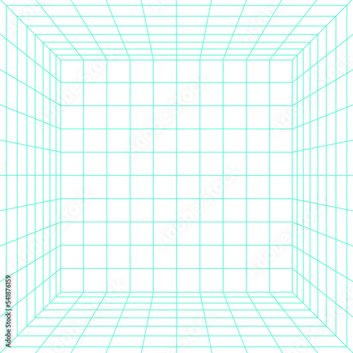  line grid room - virtual reality  empty room - VR 3D grid pattern background