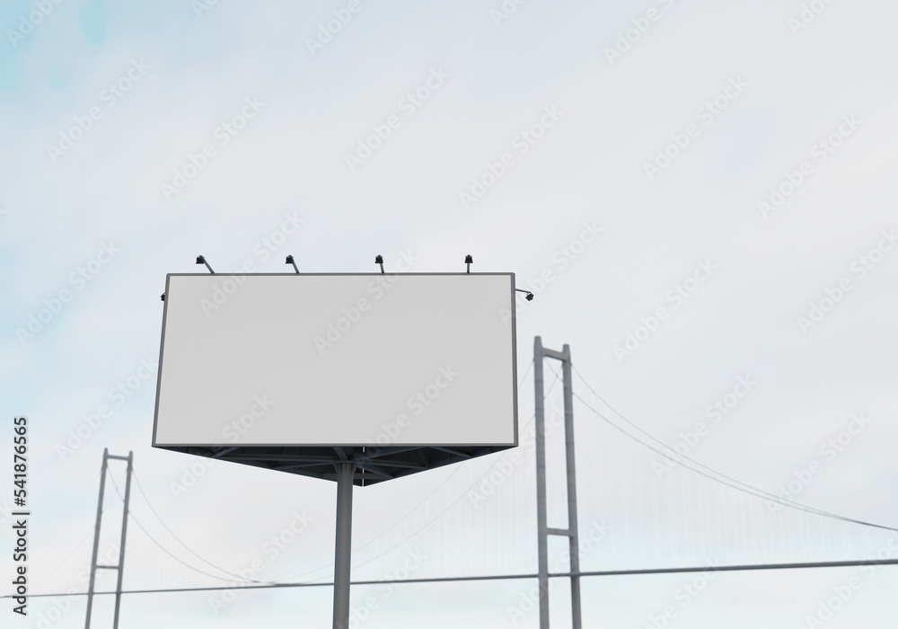 3D mockup blank billboard in downtown rendering 3D mockup blank billboard in downtown rendering