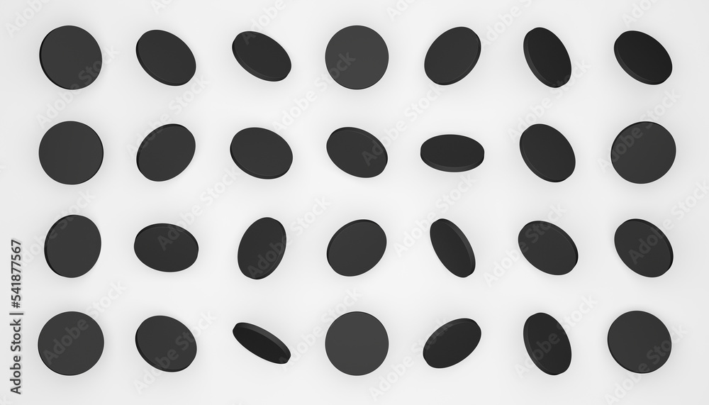 Abstract 3d-illsutration of some black coins in front of a white background Abstract 3d-illsutration of some black coins in front of a white background