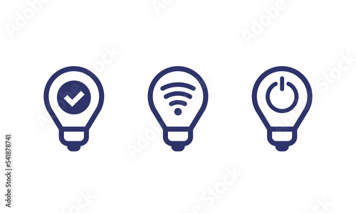smart led light bulbs icons on white