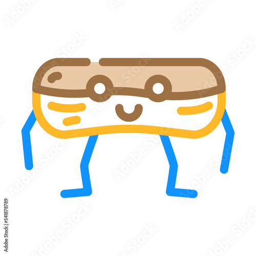 eclair dessert character color icon vector. eclair dessert character sign. isolated symbol illustration