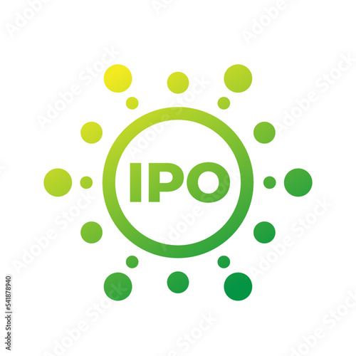 IPO, Initial public offering icon on white