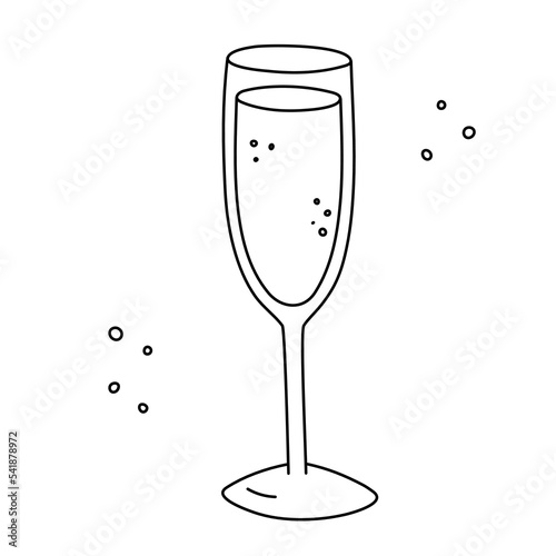 Alcoholic cocktail, long drink beverage for holiday celebrating. Use for decorating design festive menu. Hand-drawn doodle style. Editable stroke. Isolated. Vector illustration