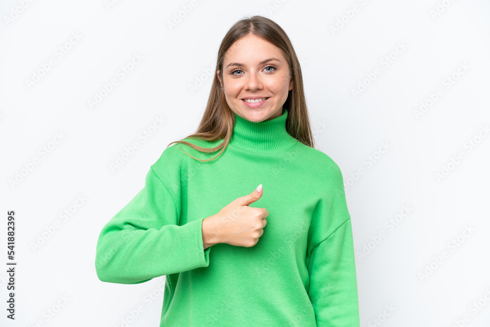 Young beautiful blonde woman isolated on white background giving a thumbs up gesture Young beautiful blonde woman isolated on white background giving a thumbs up gesture