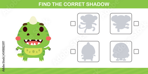 finding the correct shadow of cute animal education page game for kindergarten and preschool