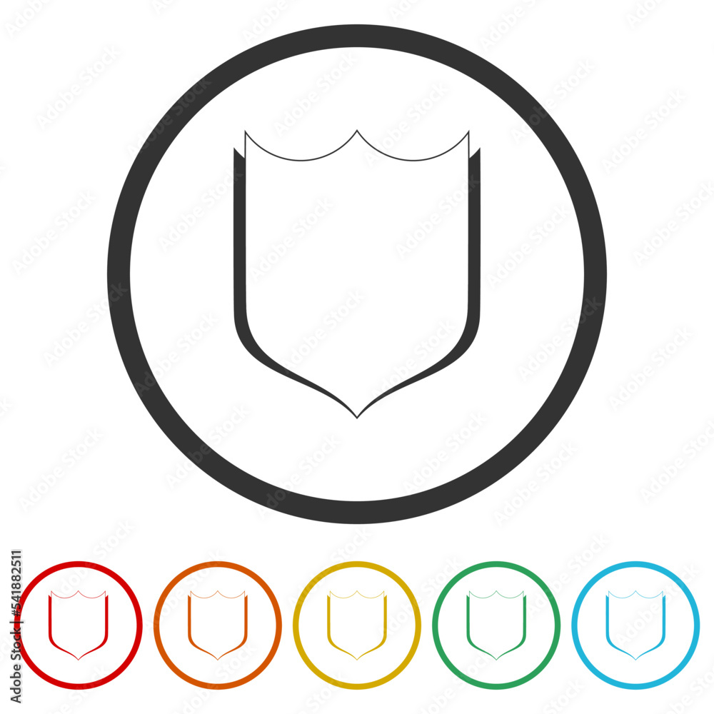 Shield icon. Set icons in color circle buttons Shield icon. Set icons in color circle buttons