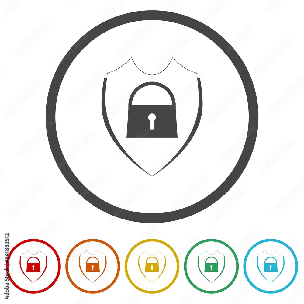 Security Shield Logo Icon. Set icons in color circle buttons Security Shield Logo Icon. Set icons in color circle buttons