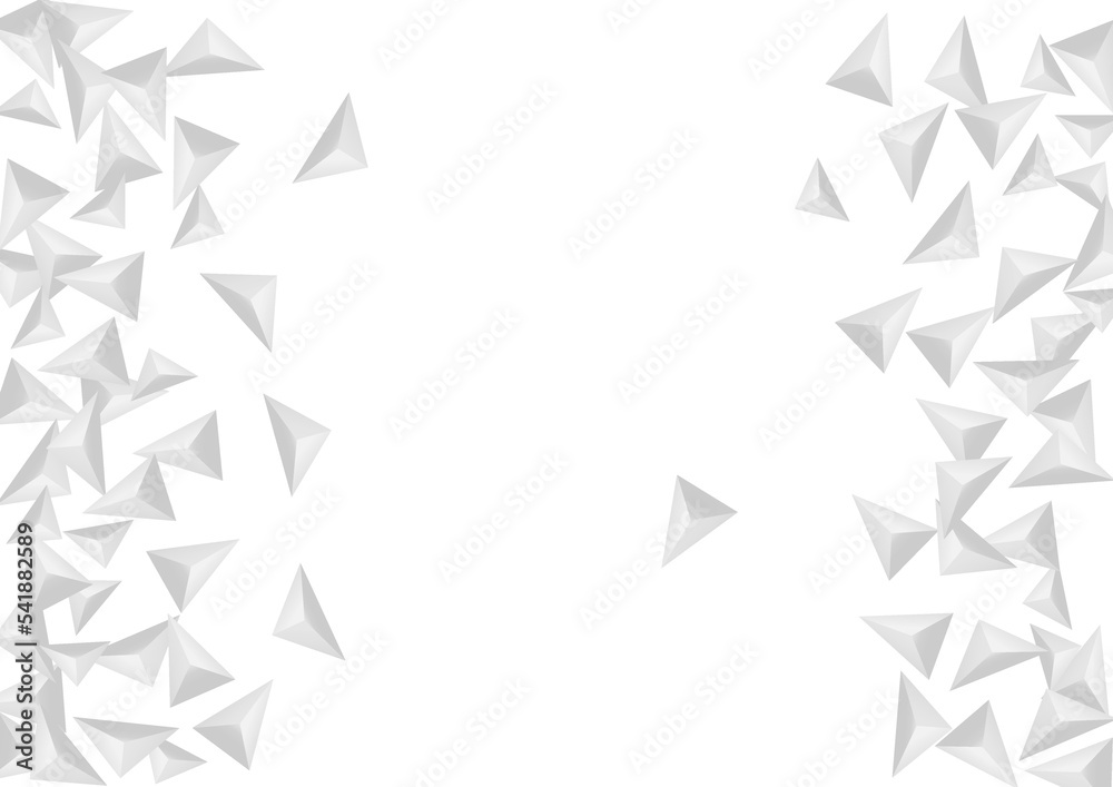 Grizzly Crystal Background White Vector. Element Classic Template. Hoar Simple Illustration. Fractal Graphic. Greyscale Shard Backdrop.