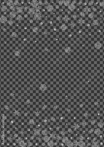 Metal Flake Background Transparent Vector. Snow Flake Texture. Silver Snowflake Snowy. Luminous Falling Card.