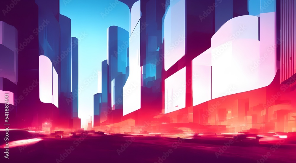 近未来の高層ビル街 StockIllustration Adobe Stock