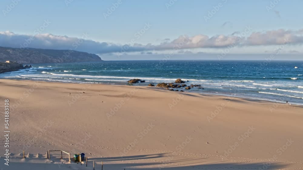 Aerial Drone View of Waves Breaking onto Sandy Beach Shore Aerial Drone View of Waves Breaking onto Sandy Beach Shore