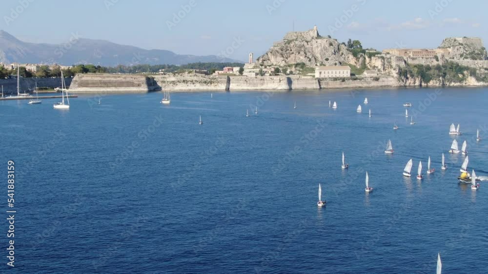 Beautiful aerial drone view od corfu town in Greece Beautiful aerial drone view od corfu town in Greece
