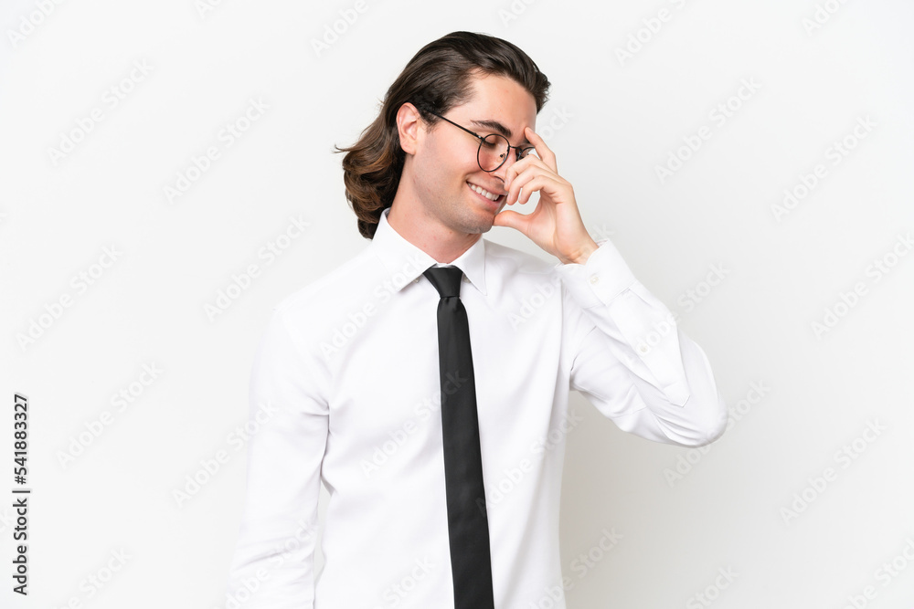 Business handsome man isolated on white background laughing Business handsome man isolated on white background laughing